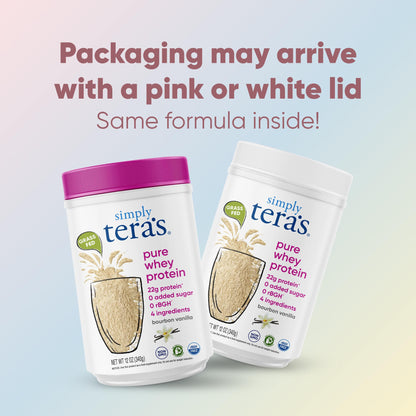 simply tera's Pure Whey Protein Powder - Grass Fed Vanilla Whey Protein Powder, Clean, Made Without Artificial Sweeteners, Non-GMO, Kosher, rBGH-Free, Soy-Free - 24 Oz - dailyvitalstore