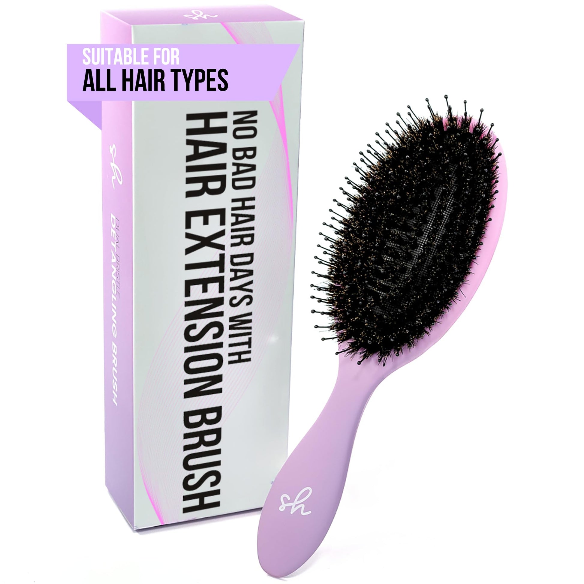 SimplyHair Ultimate Hair Extension Brush & Detangler Anti-Static, Dual Bristle Design, Soft Boar Bristle, Great for All Hair Types & Extensions - Pink & Purple Ombre Brush Ideal for Adults & Kids - dailyvitalstore