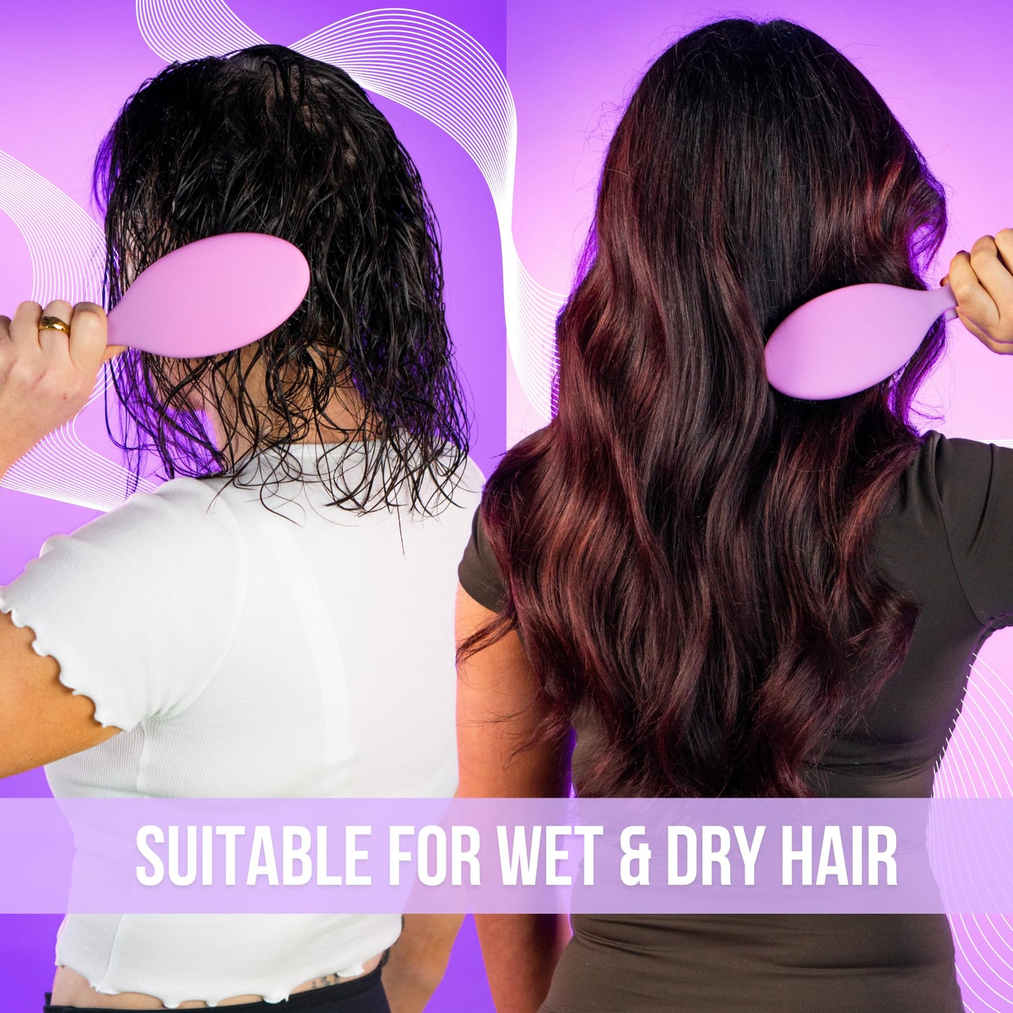 SimplyHair Ultimate Hair Extension Brush & Detangler Anti-Static, Dual Bristle Design, Soft Boar Bristle, Great for All Hair Types & Extensions - Pink & Purple Ombre Brush Ideal for Adults & Kids - dailyvitalstore