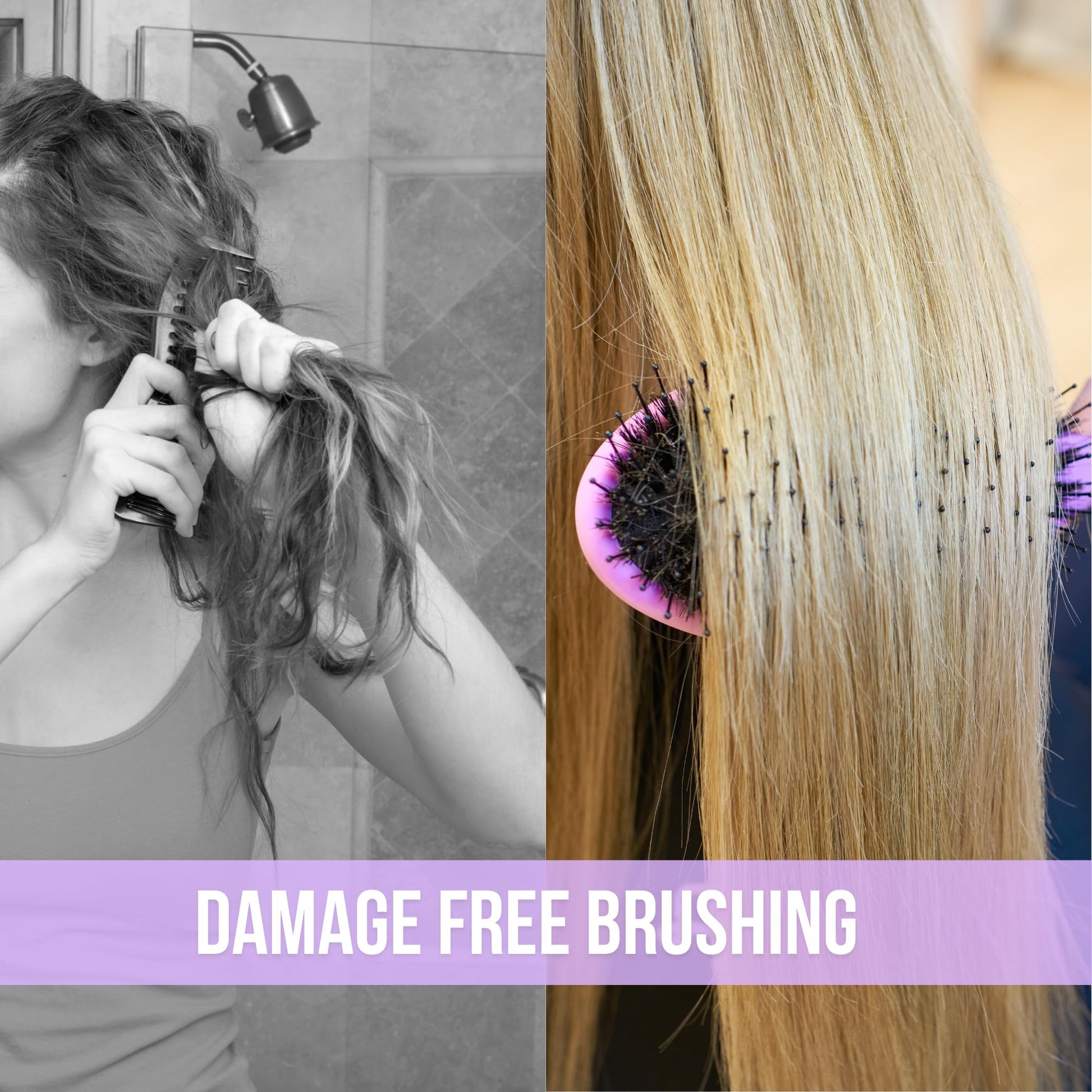 SimplyHair Ultimate Hair Extension Brush & Detangler Anti-Static, Dual Bristle Design, Soft Boar Bristle, Great for All Hair Types & Extensions - Pink & Purple Ombre Brush Ideal for Adults & Kids - dailyvitalstore