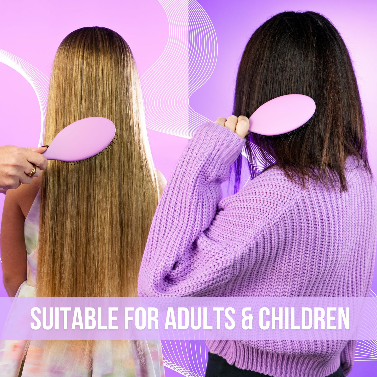 SimplyHair Ultimate Hair Extension Brush & Detangler Anti-Static, Dual Bristle Design, Soft Boar Bristle, Great for All Hair Types & Extensions - Pink & Purple Ombre Brush Ideal for Adults & Kids - dailyvitalstore