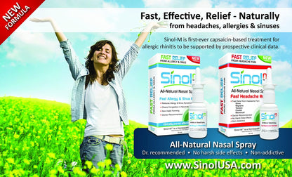 Sinol Headache Relief Spray, Over-The-Counter Medication Nose Spray for Migraine Cluster Tension, Sinus Relief & Nasal Decongestants, 15 ml - dailyvitalstore