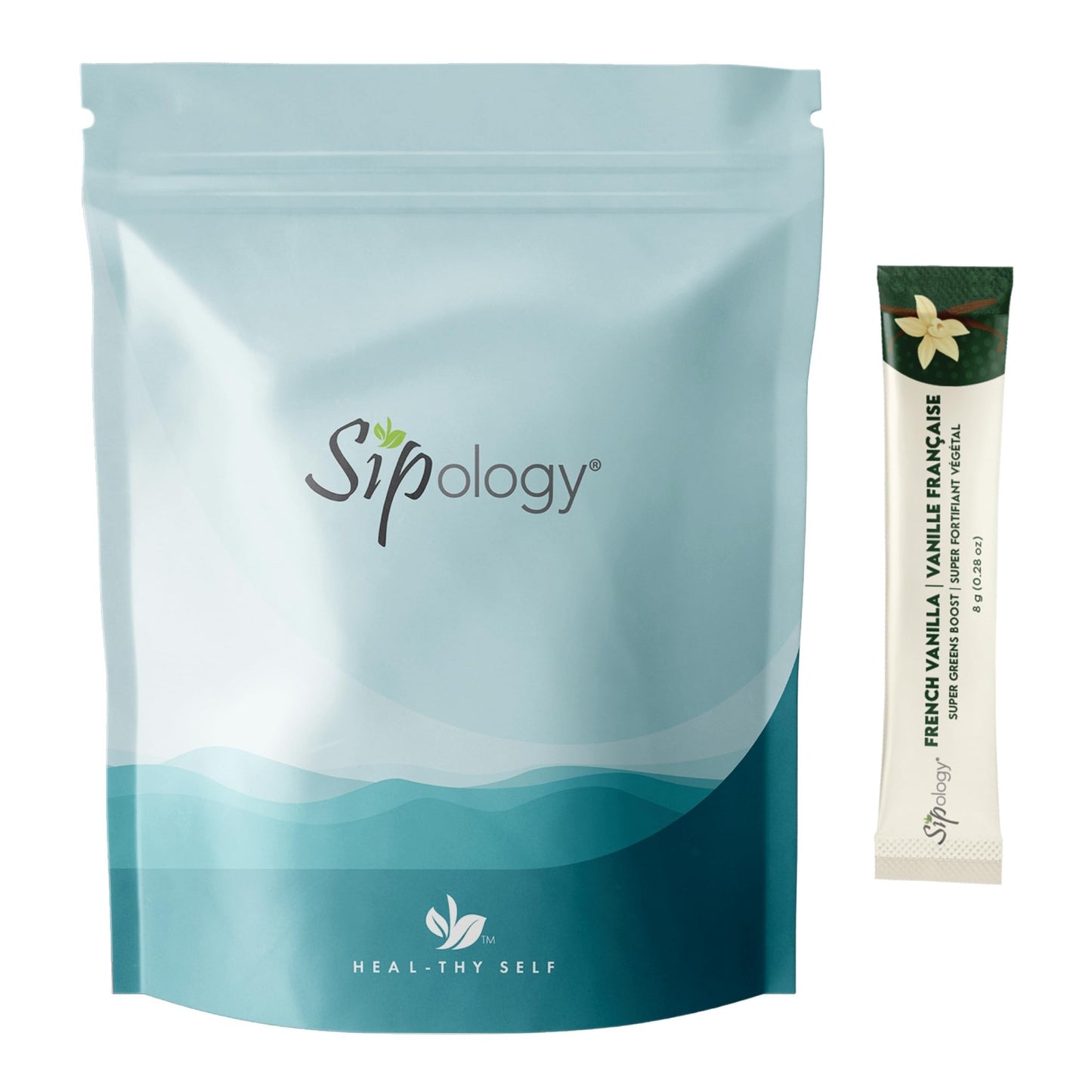 Sipology: Super Greens Boost - French Vanilla - 10 Stick Pack, Superfoods-Vitamins-Minerals-Nutrients, Mix Powder w/Water-Smoothies-Protein Shakes - dailyvitalstore