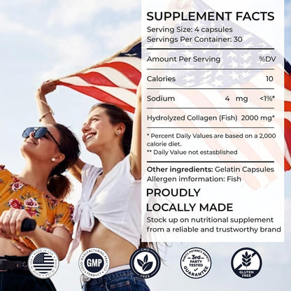 SIRUNES Marine Collagen Peptides, 120 Capsules - Fish Collagen Supplements for Women, Great for Hair, Skin, Nails, Joints & Bones - Made in USA - dailyvitalstore