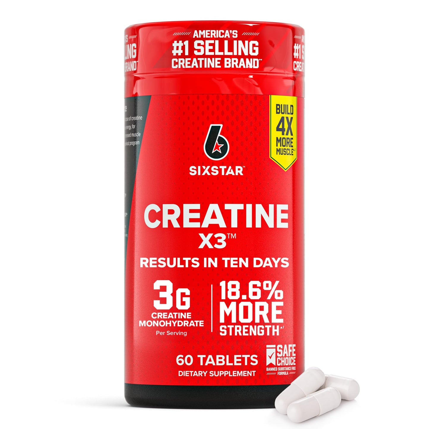 Six Star Creatine Pills, X3 (60 Caplets) - Creatine for Women & Men - Creatine Capsules Support Muscle Strength - Pre & Post Workout Creatine Supplement - dailyvitalstore