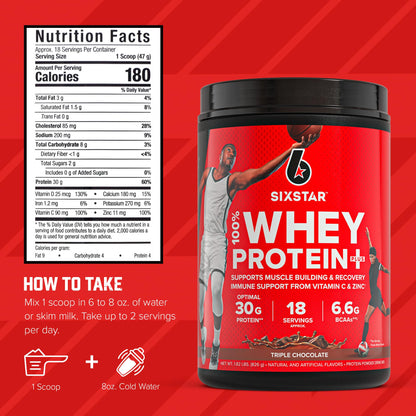 Six Star Whey Protein Powder Whey Protein Plus | Whey Protein Isolate & Peptides | Lean Protein Powder for Muscle Gain | Muscle Builder for Men & Women - dailyvitalstore