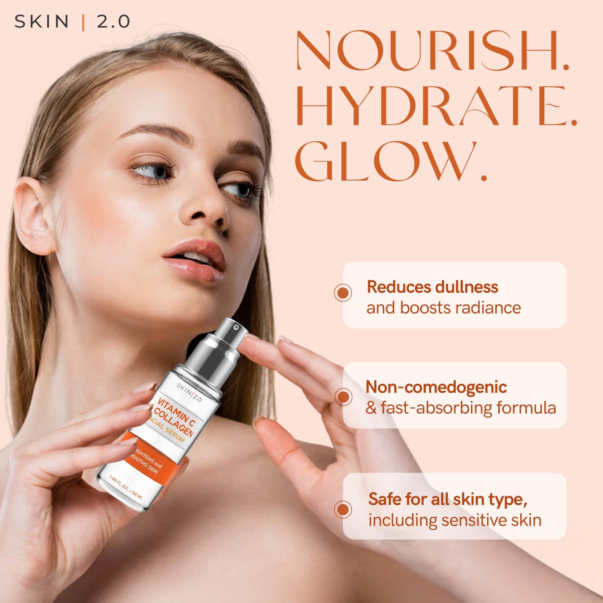 Skin 2.0 Vitamin C Serum - Dermatologist Tested, Anti-Aging & Dark Spot Remover - Brightening, Clean Beauty, Cruelty-Free, - dailyvitalstore