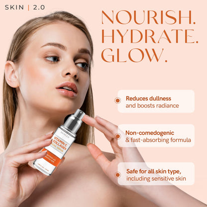 Skin 2.0 Vitamin C Serum - Dermatologist Tested, Anti-Aging & Dark Spot Remover - Brightening, Clean Beauty, Cruelty-Free, - dailyvitalstore