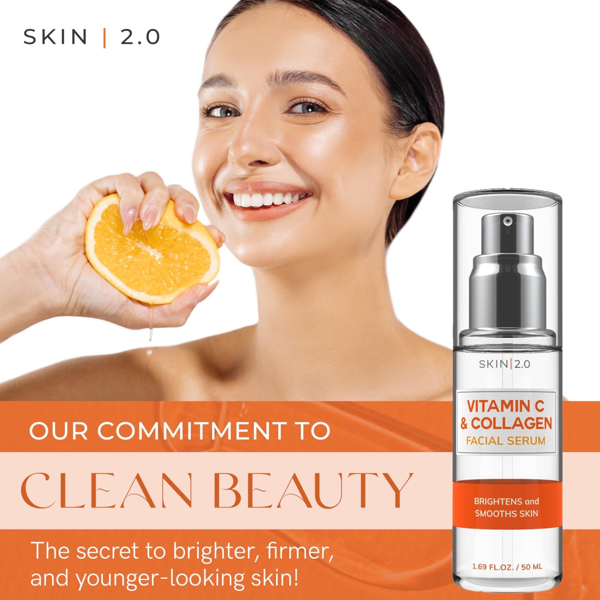 Skin 2.0 Vitamin C Serum - Dermatologist Tested, Anti-Aging & Dark Spot Remover - Brightening, Clean Beauty, Cruelty-Free, - dailyvitalstore
