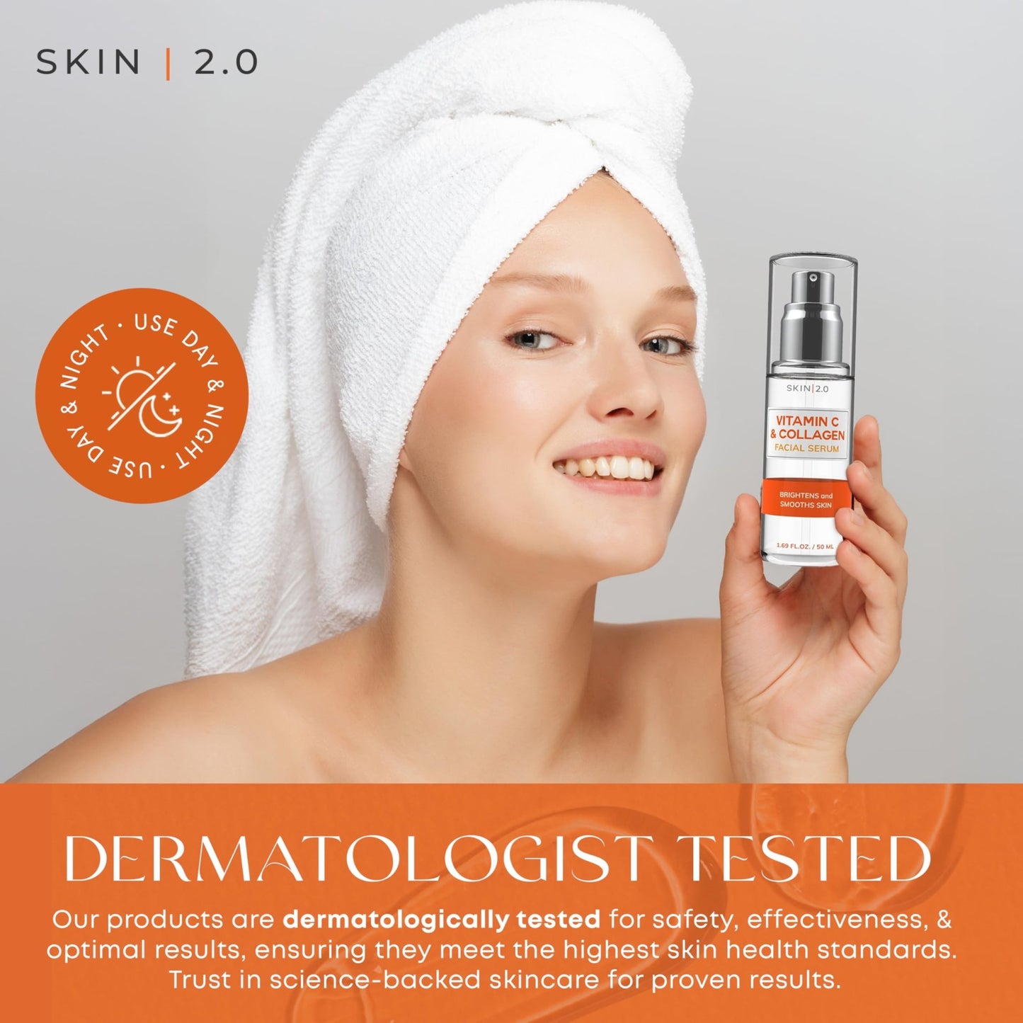 Skin 2.0 Vitamin C Serum - Dermatologist Tested, Anti-Aging & Dark Spot Remover - Brightening, Clean Beauty, Cruelty-Free, - dailyvitalstore
