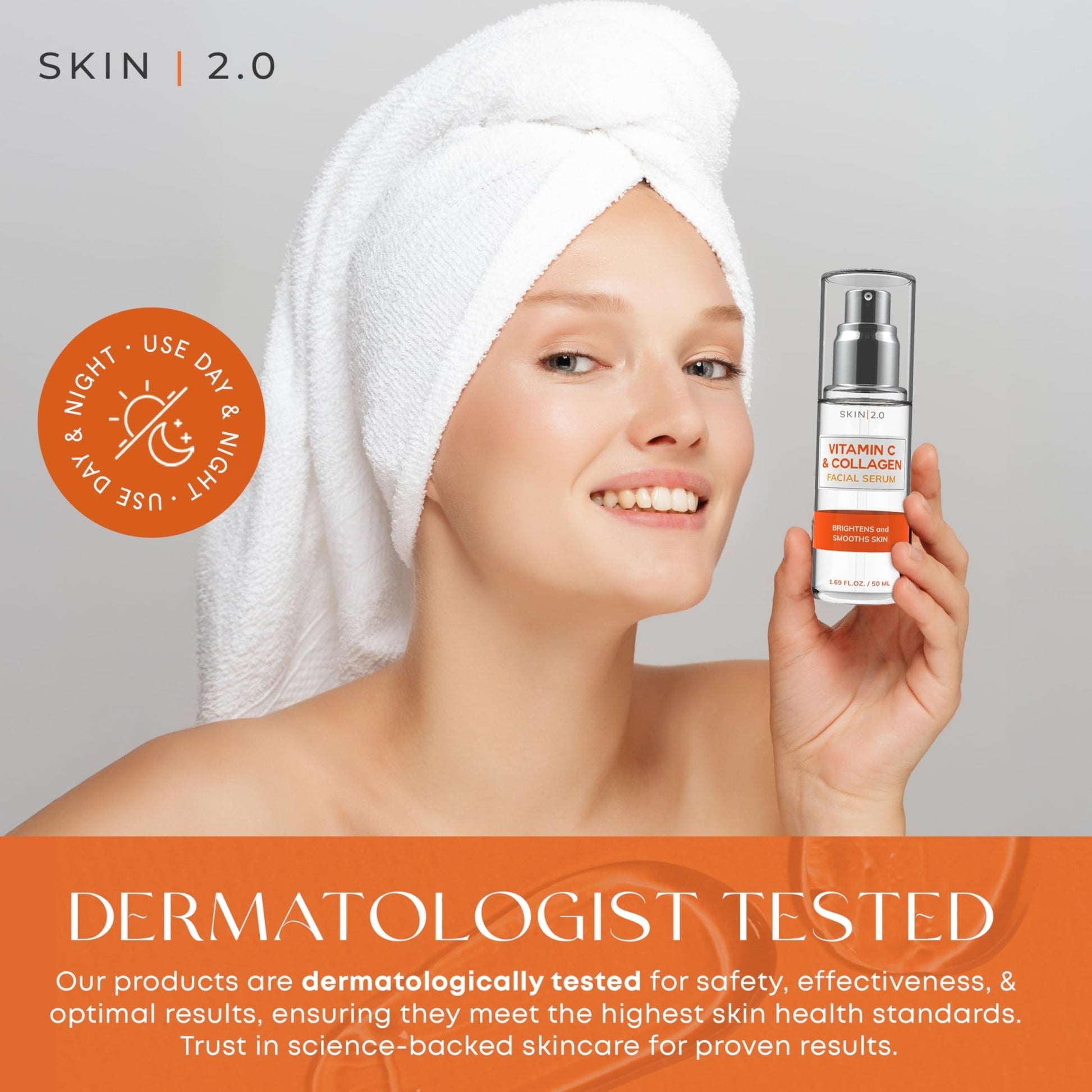 Skin 2.0 Vitamin C Serum - Dermatologist Tested, Anti-Aging & Dark Spot Remover - Brightening, Clean Beauty, Cruelty-Free, - dailyvitalstore