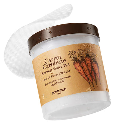 SKINFOOD Carrot Carotene Toner Pads, Hydrating & Soothing for Dry Skin, Instant Cooling, After Sun & Heat Care, Cotton Facial Toner Pads, Korean Skincare for Face (60 Counts) - dailyvitalstore