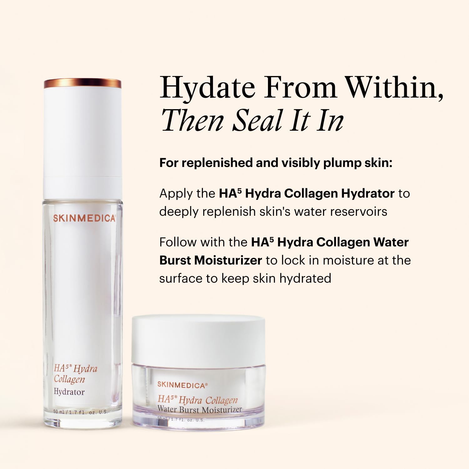 SkinMedica HA⁵ Hydra Collagen Water Burst Face Moisturizer with Vegan Collagen - Plumping Face Cream with Microbiome Barrier Complex for 24-Hour Hydration - dailyvitalstore