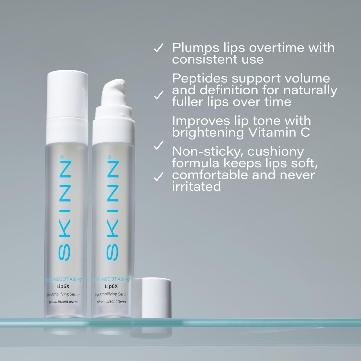 SKINN Lip Amplifying Serum, Lip6X with Peptides - Deep Moisturizing Serum Plumps, Hydrates & Smooths Lips & Boosts Collagen Production - Lip Care Products for Women - dailyvitalstore