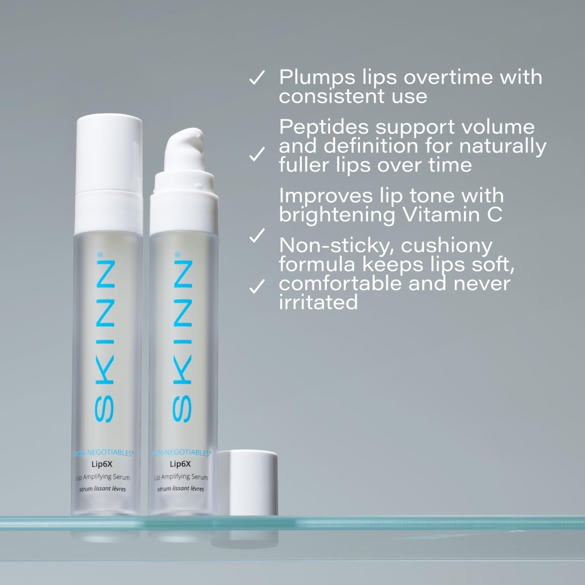 SKINN Lip Amplifying Serum, Lip6X with Peptides - Deep Moisturizing Serum Plumps, Hydrates & Smooths Lips & Boosts Collagen Production - Lip Care Products for Women - dailyvitalstore