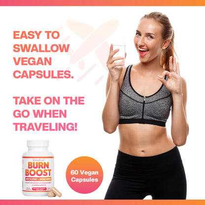SkinnyBoost Burn Boost Capsules-60 Ct – Natural Vegan Metabolism Support with Green Tea & Garcinia Cambogia -Anotioxidants - dailyvitalstore
