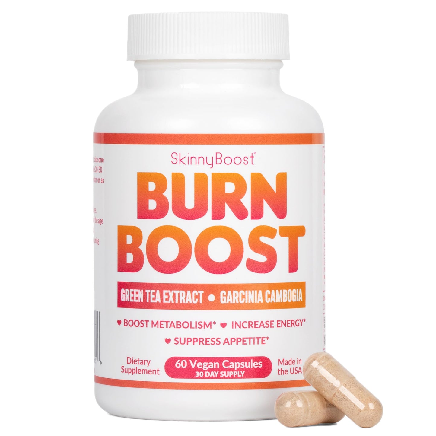 SkinnyBoost Burn Boost Capsules-60 Ct – Natural Vegan Metabolism Support with Green Tea & Garcinia Cambogia -Anotioxidants - dailyvitalstore