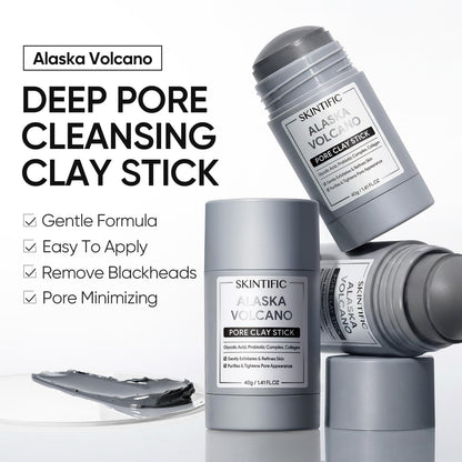 SKINTIFIC Deep Pore Cleansing Blackhead Remover Face Mask Stick, Mud Mask with Natural Alaska Volcano Clay, Gentle Exfoliating, Smoothing Skin - dailyvitalstore