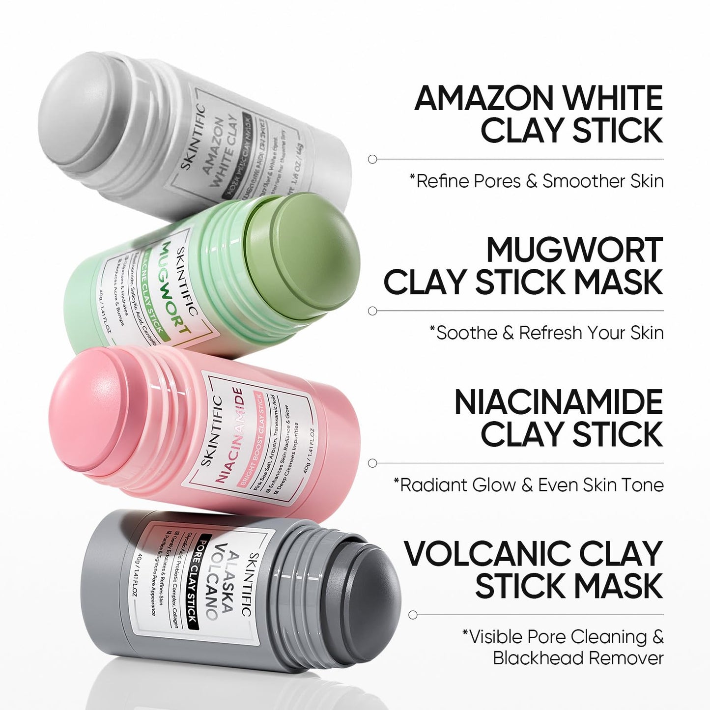 SKINTIFIC Deep Pore Cleansing Blackhead Remover Face Mask Stick, Mud Mask with Natural Alaska Volcano Clay, Gentle Exfoliating, Smoothing Skin - dailyvitalstore
