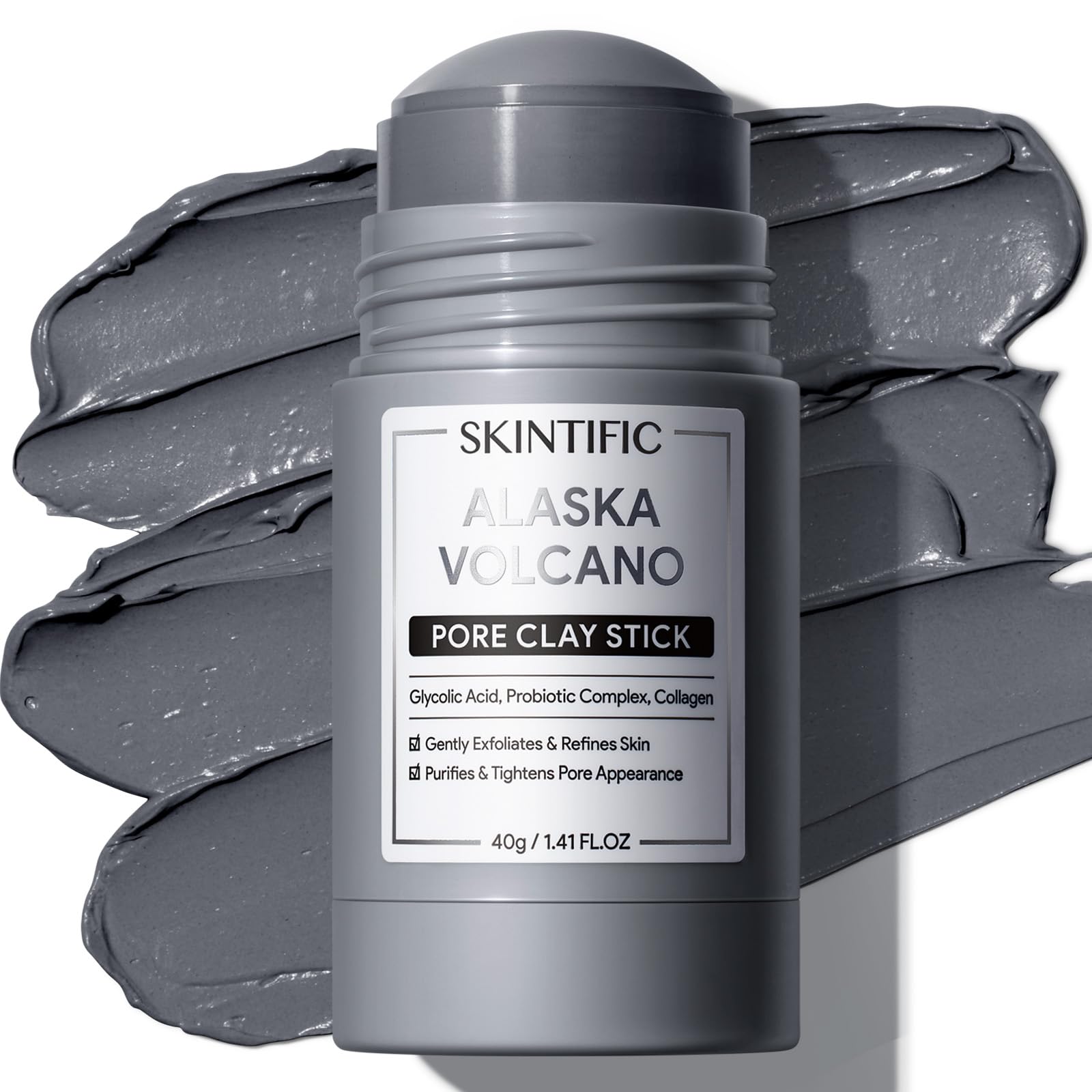 SKINTIFIC Deep Pore Cleansing Blackhead Remover Face Mask Stick, Mud Mask with Natural Alaska Volcano Clay, Gentle Exfoliating, Smoothing Skin - dailyvitalstore