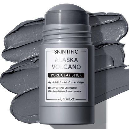 SKINTIFIC Deep Pore Cleansing Blackhead Remover Face Mask Stick, Mud Mask with Natural Alaska Volcano Clay, Gentle Exfoliating, Smoothing Skin - dailyvitalstore