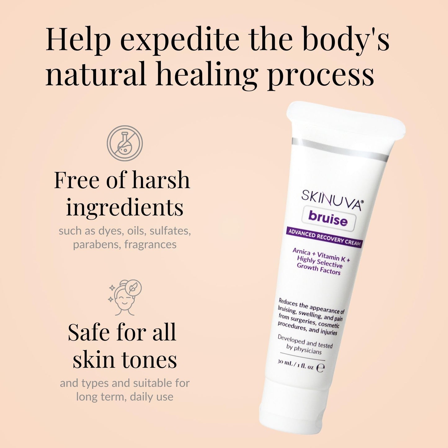 Skinuva® Bruise Advanced Recovery Cream - Topical Bruise Cream Formulated with Growth Factors, Arnica & Vitamin K (1 oz) - dailyvitalstore