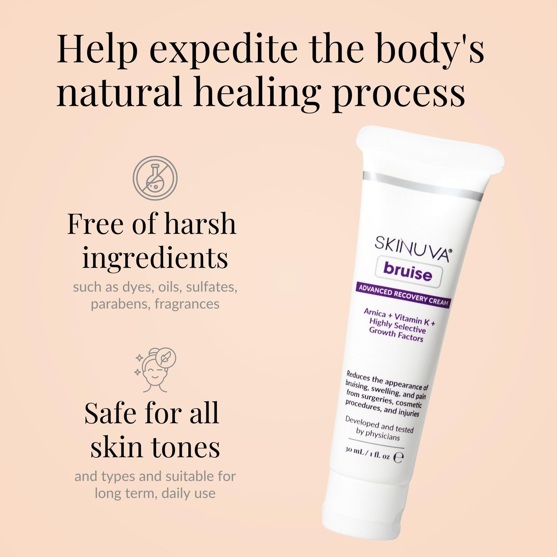 Skinuva® Bruise Advanced Recovery Cream - Topical Bruise Cream Formulated with Growth Factors, Arnica & Vitamin K (1 oz) - dailyvitalstore