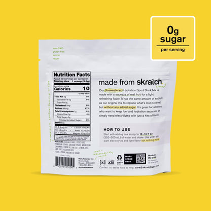 Skratch Labs Unsweetened Hydration Sport Drink Mix | Sugar Free | Electrolytes Booster | Lemon + Lime - 30 Servings | Non-GMO - dailyvitalstore