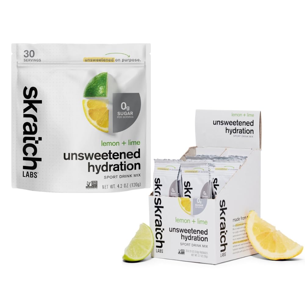 Skratch Labs Unsweetened Hydration Sport Drink Mix | Sugar Free | Electrolytes Booster | Lemon + Lime Bundle | Non-GMO, Vegan, Kosher, Keto, Paleo - dailyvitalstore
