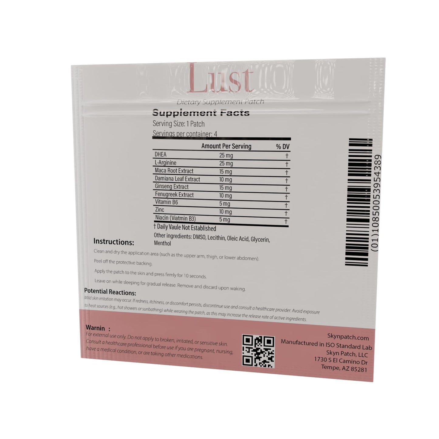 Skyn Patch Lust Botanical Daily Transdermal Patch | Plant Botanical & Vitamin Supplement for Adult Lifestyle Wellness - dailyvitalstore