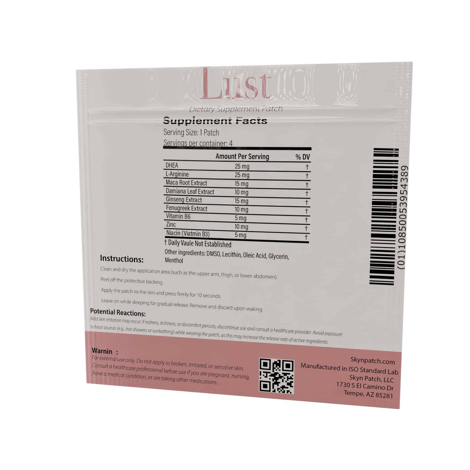 Skyn Patch Lust Botanical Daily Transdermal Patch | Plant Botanical & Vitamin Supplement for Adult Lifestyle Wellness - dailyvitalstore