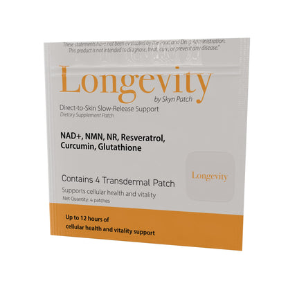 SkynPatch Longevity Transdermal Wellness Patch – NAD+, Resveratrol, Curcumin & Glutathione | Cellular Wellness + Antioxidant Support | 4 Patch Pack - dailyvitalstore