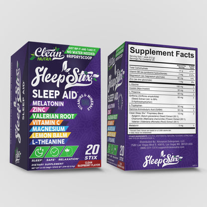 Sleep Aid Melatonin Powder Tryptophan Glycine Valerian Root Magnesium For Sleep Lemon Balm L Theanine Magnesium Glycinate Zinc Sleep Aid Myo Inositol GABACalm B6 5 HTP Stress Relief 20 Stix - dailyvitalstore