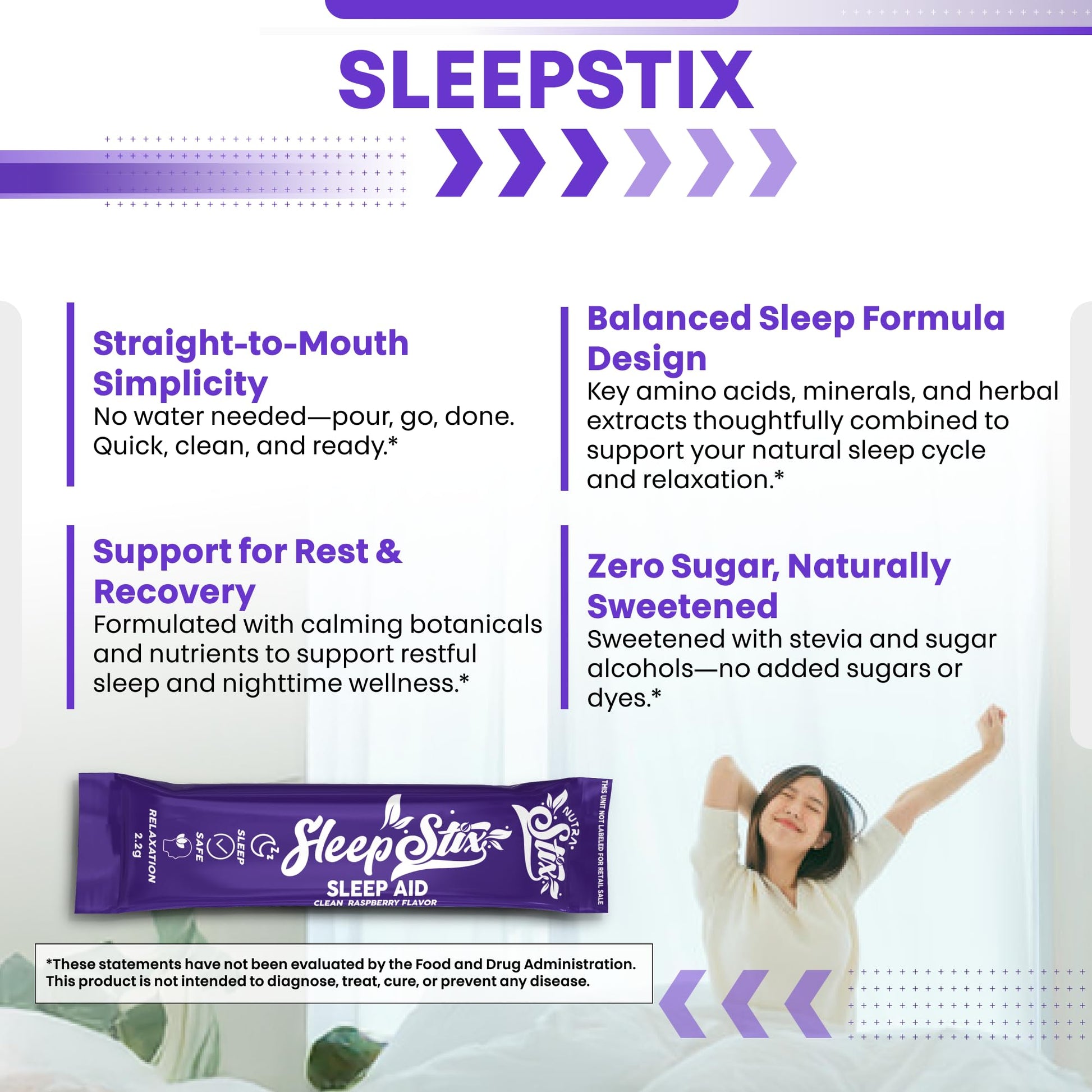 Sleep Aid Melatonin Powder Tryptophan Glycine Valerian Root Magnesium For Sleep Lemon Balm L Theanine Magnesium Glycinate Zinc Sleep Aid Myo Inositol GABACalm B6 5 HTP Stress Relief 20 Stix - dailyvitalstore