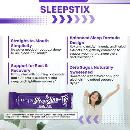 Sleep Aid Melatonin Powder Tryptophan Glycine Valerian Root Magnesium For Sleep Lemon Balm L Theanine Magnesium Glycinate Zinc Sleep Aid Myo Inositol GABACalm B6 5 HTP Stress Relief 20 Stix - dailyvitalstore