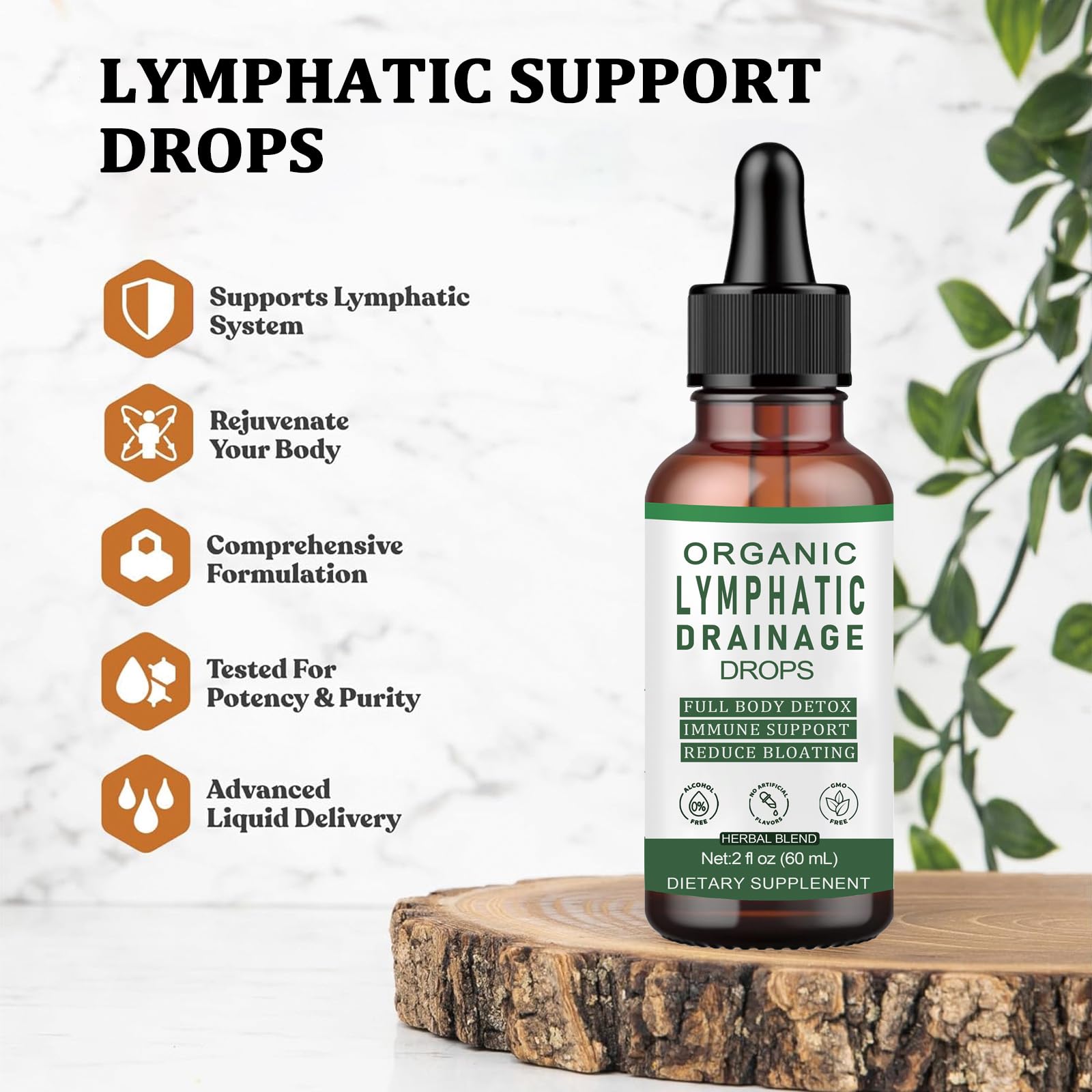 Slifthistle Lymphatic Drainage Drops, Lymphatic Support Liquid Drops, with Herbal Ingedients, Reduce Bloating, Full Body Detox & Cleanse, Promote Circulation, Vegan, Non-GMO (60ml) (1) - dailyvitalstore