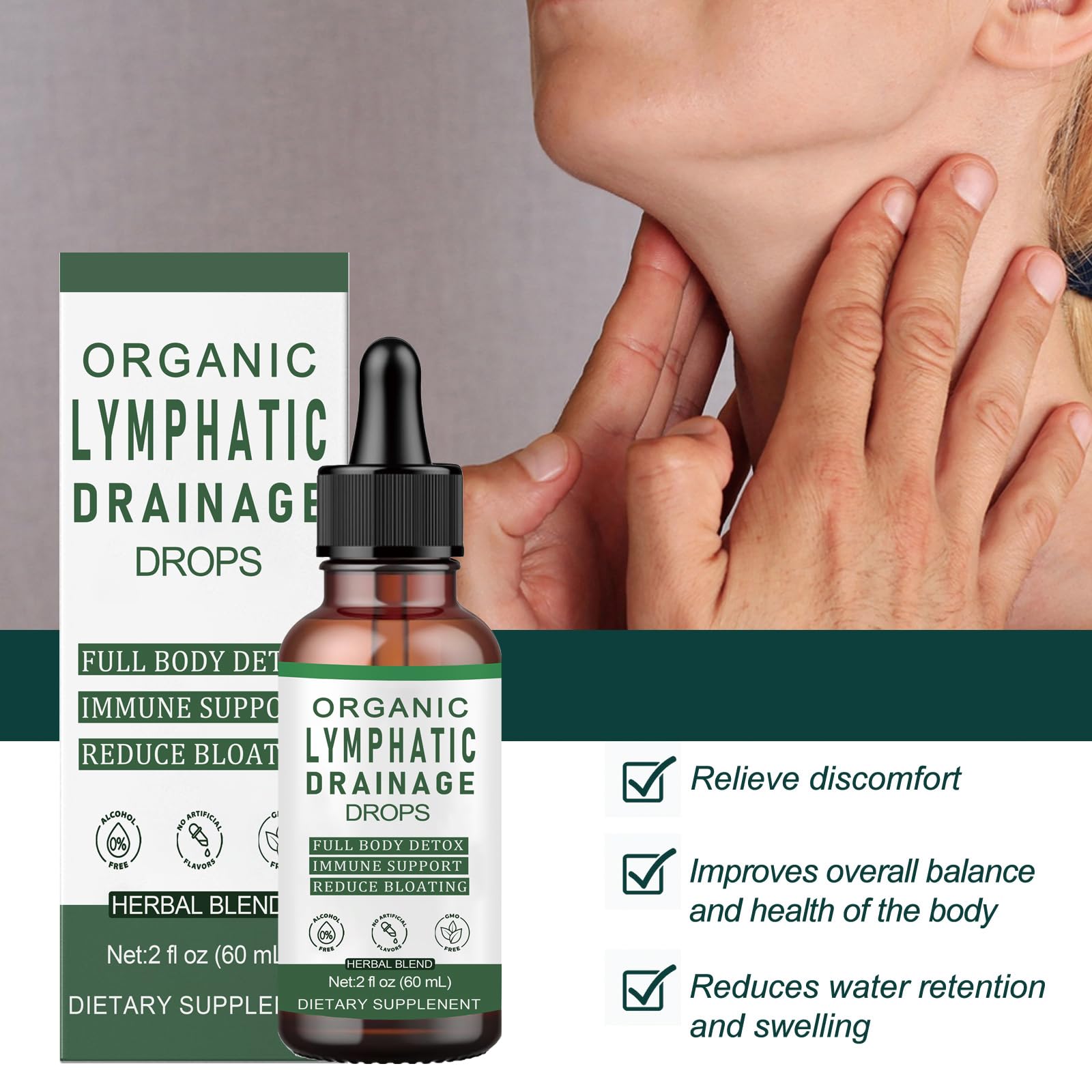 Slifthistle Lymphatic Drainage Drops, Lymphatic Support Liquid Drops, with Herbal Ingedients, Reduce Bloating, Full Body Detox & Cleanse, Promote Circulation, Vegan, Non-GMO (60ml) (1) - dailyvitalstore