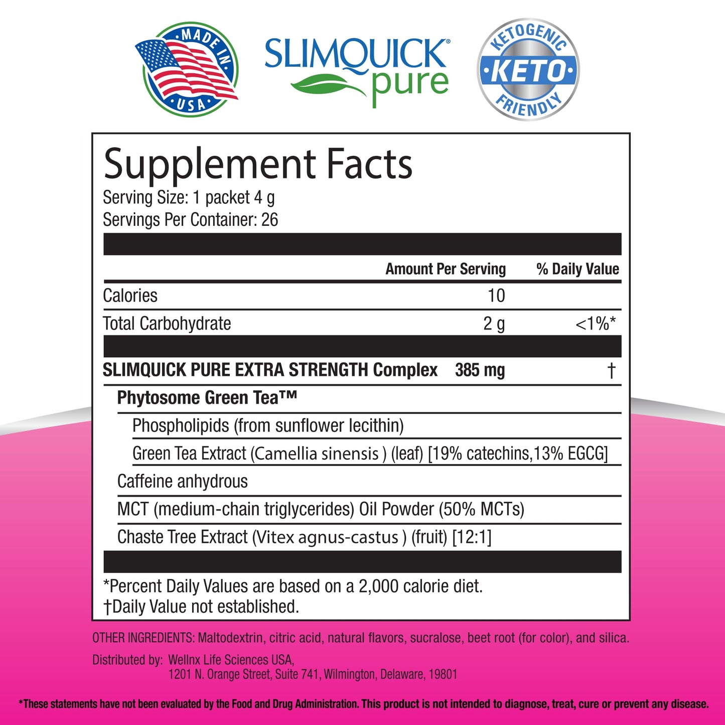 SlimQuick Pure 3X Extra Strength Drink Mix Packets, Metabolism & Weight Management for Women, Helps in Fat Breakdown, with Green Tea, Caffeine, Chaste Tree, - dailyvitalstore