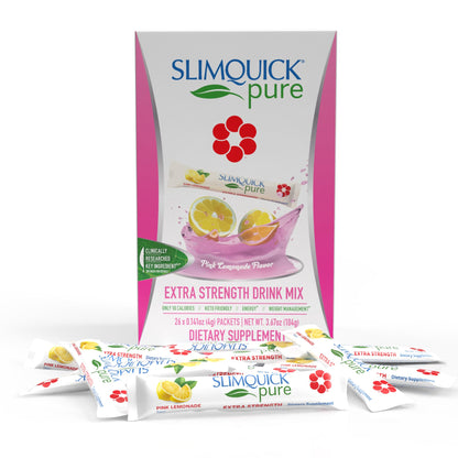 SlimQuick Pure 3X Extra Strength Drink Mix Packets, Metabolism & Weight Management for Women, Helps in Fat Breakdown, with Green Tea, Caffeine, Chaste Tree, - dailyvitalstore