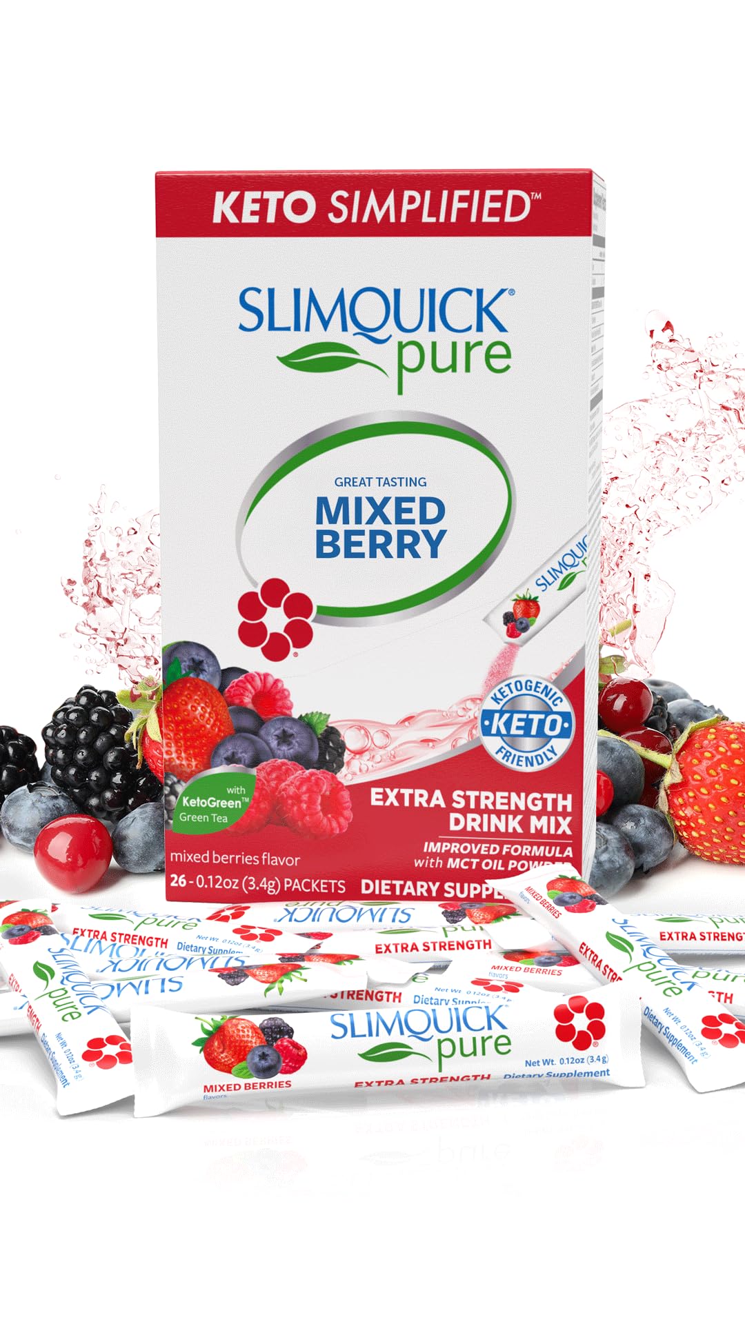 Slimquick Pure 3x Extra Strength Mixed Berry Drink Mix for Women to Help Achieve , 26 Count - dailyvitalstore