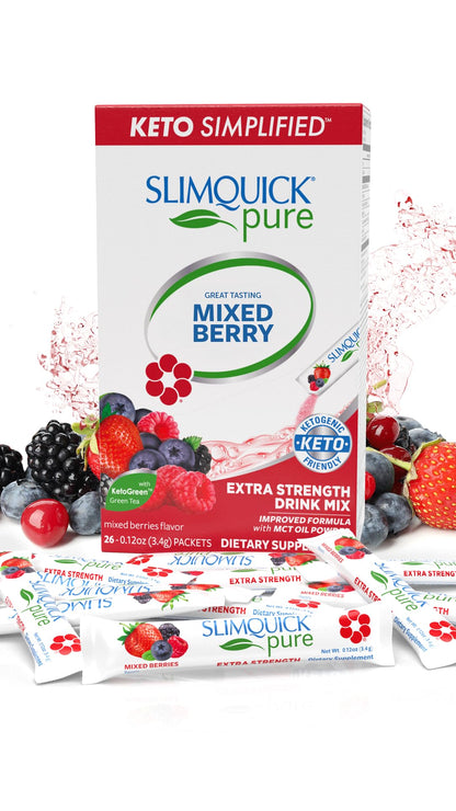 Slimquick Pure 3x Extra Strength Mixed Berry Drink Mix for Women to Help Achieve , 26 Count - dailyvitalstore
