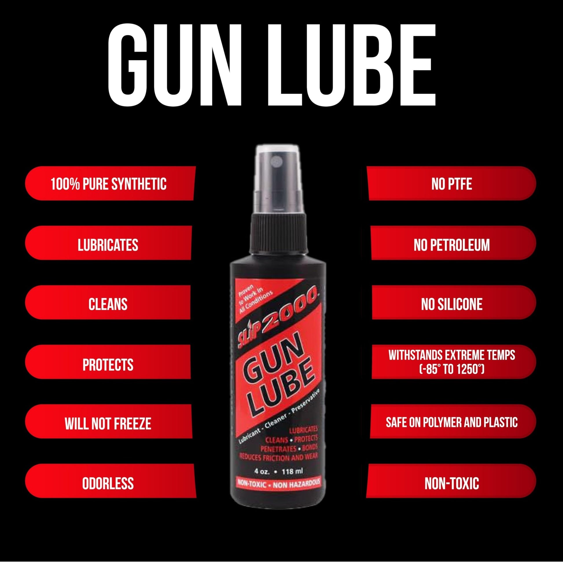 Slip 2000 Gun Lube, 100% Pure Synthetic CLP, Performs in All Conditions, Gun Lubricants for Peak Performance, Reduces Heat, Eliminates Excessive Wear, Shotguns, Rifles and Pistols, 4-Ounce Pump - dailyvitalstore