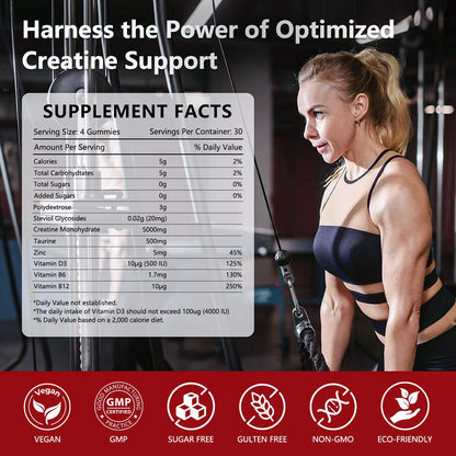 Slsomu Creatine Gummies for Women, 5000mg Pre-Workout Muscle Strength & Energy Support, 0 Sugar Creatine Gummy with L-Taurine, Zinc - dailyvitalstore
