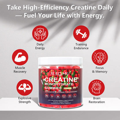 Slsomu Creatine Gummies for Women, 5000mg Pre-Workout Muscle Strength & Energy Support, 0 Sugar Creatine Gummy with L-Taurine, Zinc - dailyvitalstore