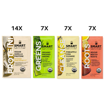 Smart Pressed Juice 7-Day Organic Juice Cleanse | Healthy Detox Program | Vegan Vanilla Protein, Cold-Pressed Green Juice, Beets Juice & Pineapple Chia Cleanse | High Fiber & Vegan - dailyvitalstore