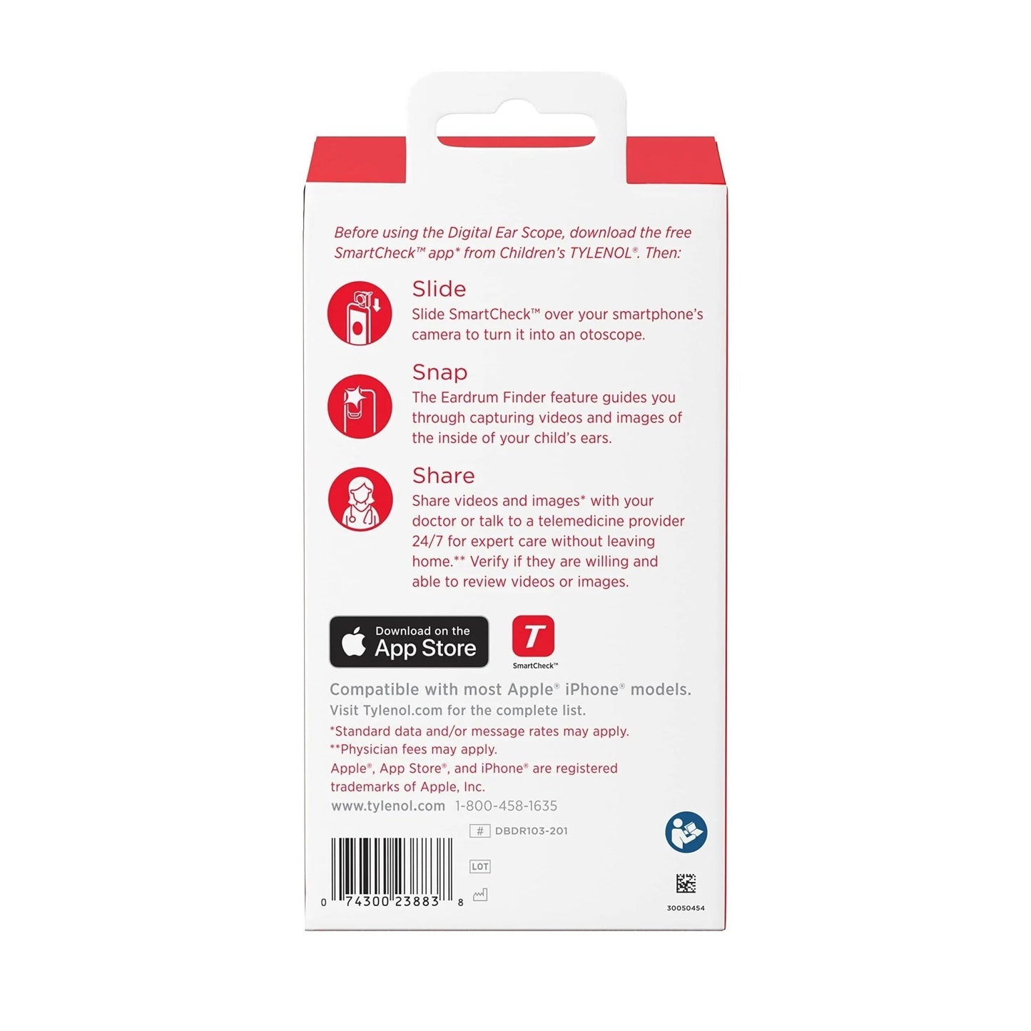 SmartCheck Digital Ear Scope from Children's Tylenol, Otoscope with Light, 1 Otoscope Clamp, 12 Specula Tips + Children's Tylenol Pain + Fever Medicine with Acetaminophen, 8 fl. oz - dailyvitalstore
