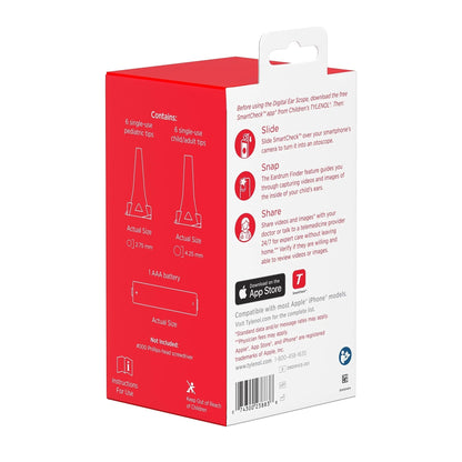 SmartCheck Digital Ear Scope from Children's Tylenol, Otoscope with Light, 1 Otoscope Clamp, 12 Specula Tips + Children's Tylenol Pain + Fever Medicine with Acetaminophen, 8 fl. oz - dailyvitalstore