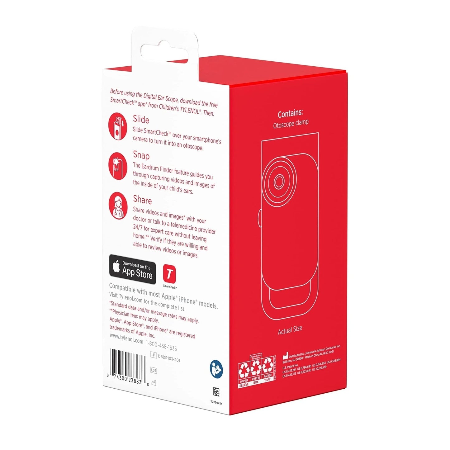 SmartCheck Digital Ear Scope from Children's Tylenol, Otoscope with Light, 1 Otoscope Clamp, 12 Specula Tips + Children's Tylenol Pain + Fever Medicine with Acetaminophen, 8 fl. oz - dailyvitalstore