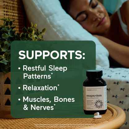 Smarter Nutrition Magnesium Complex - Chelated Magnesium Glycinate with Citrate, Malate and L-Theanine for Sleep, Muscle Relaxation and Stress Support - Non-GMO - 60 Tablets[30DaySupply] - dailyvitalstore