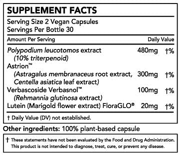 Smarter Skin, Nourishing Skin Health Within, Triple Combination of Polypodium Leucotomos Extract, FloraGLO, Verbasnol, 60 Vegan Capsules - dailyvitalstore